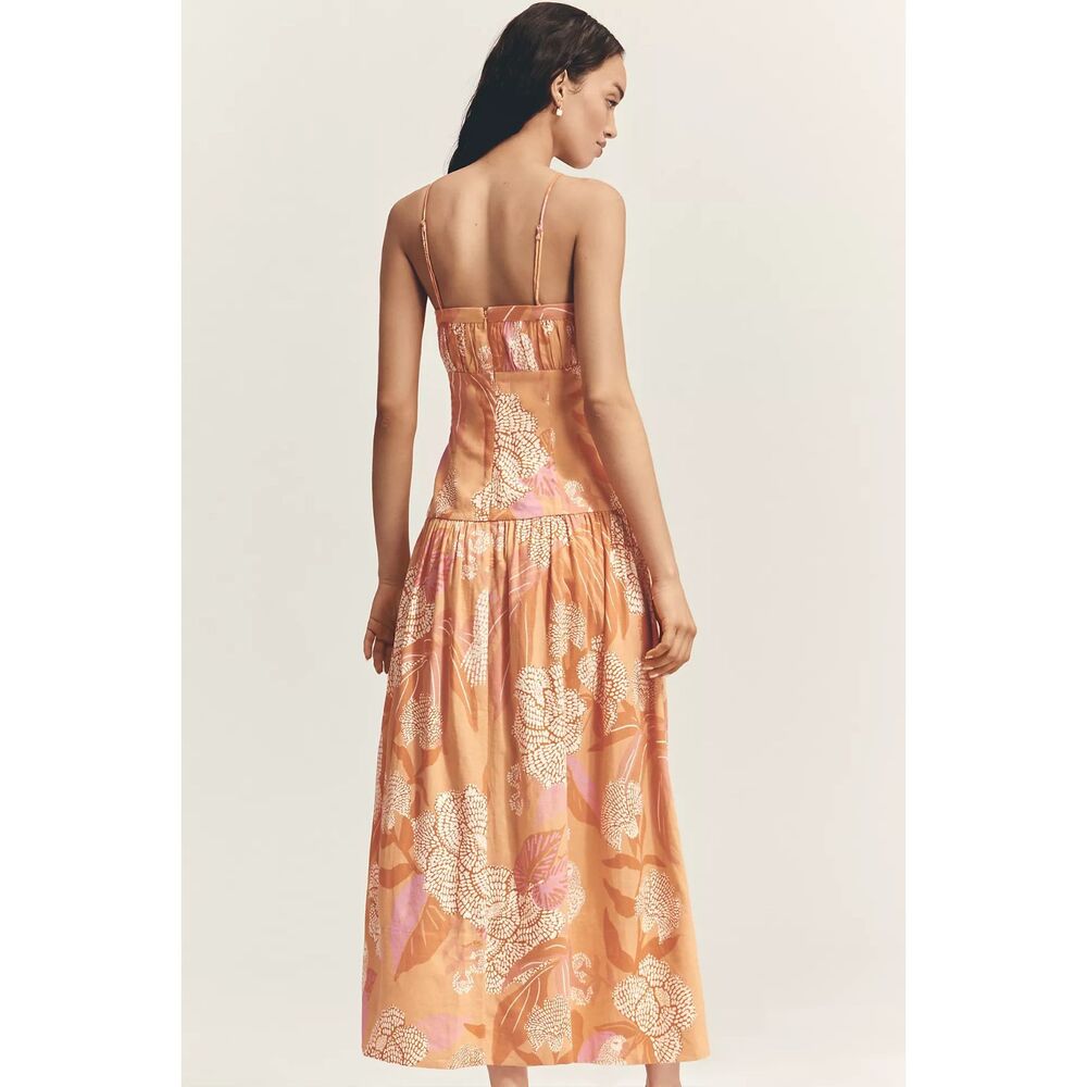 Anthropologie Farm Rio Linen Blend Strapless Drop-Waist Maxi Dress - Picture 4 of 8